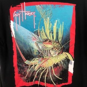 Guy Harvey Black Lobsters Pocket T-Shirt Size L